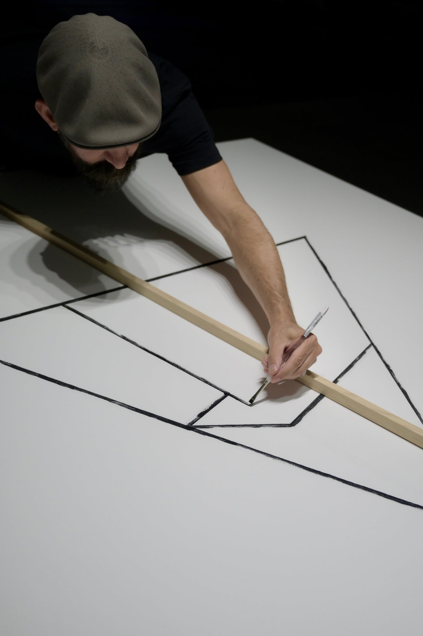 process photo of the painting process of john diehl with his original painting starlight